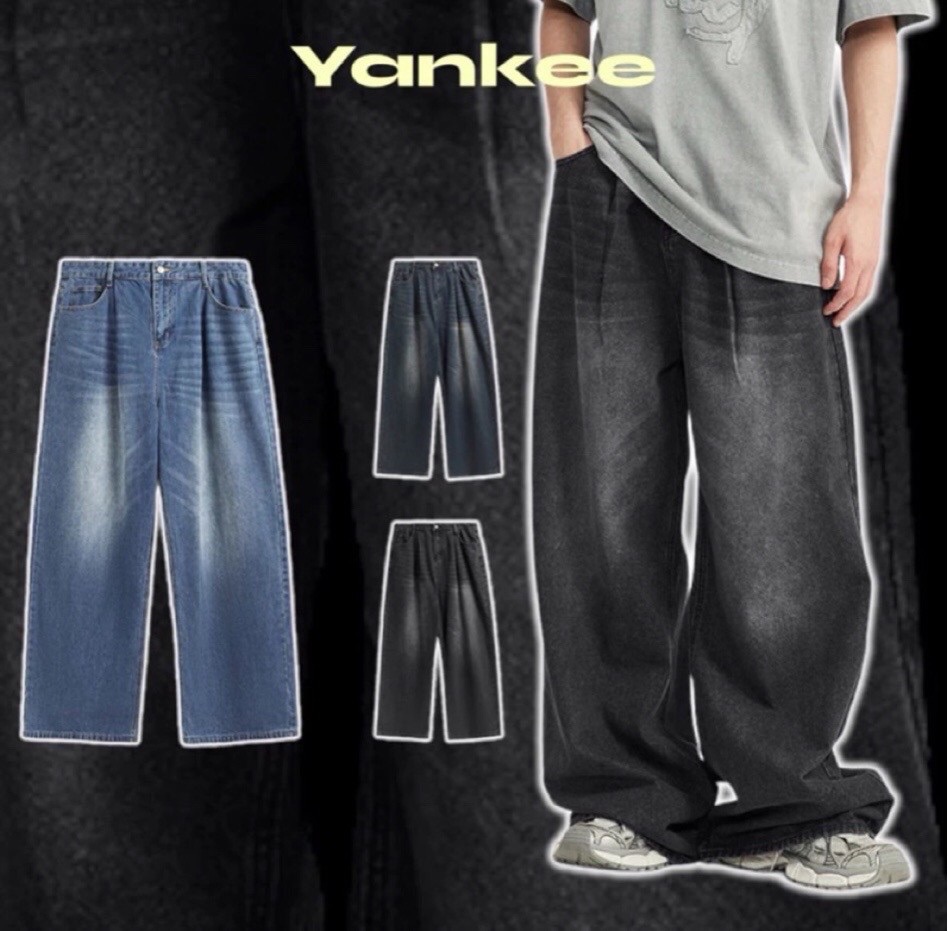 中高腰闊腿牛仔褲