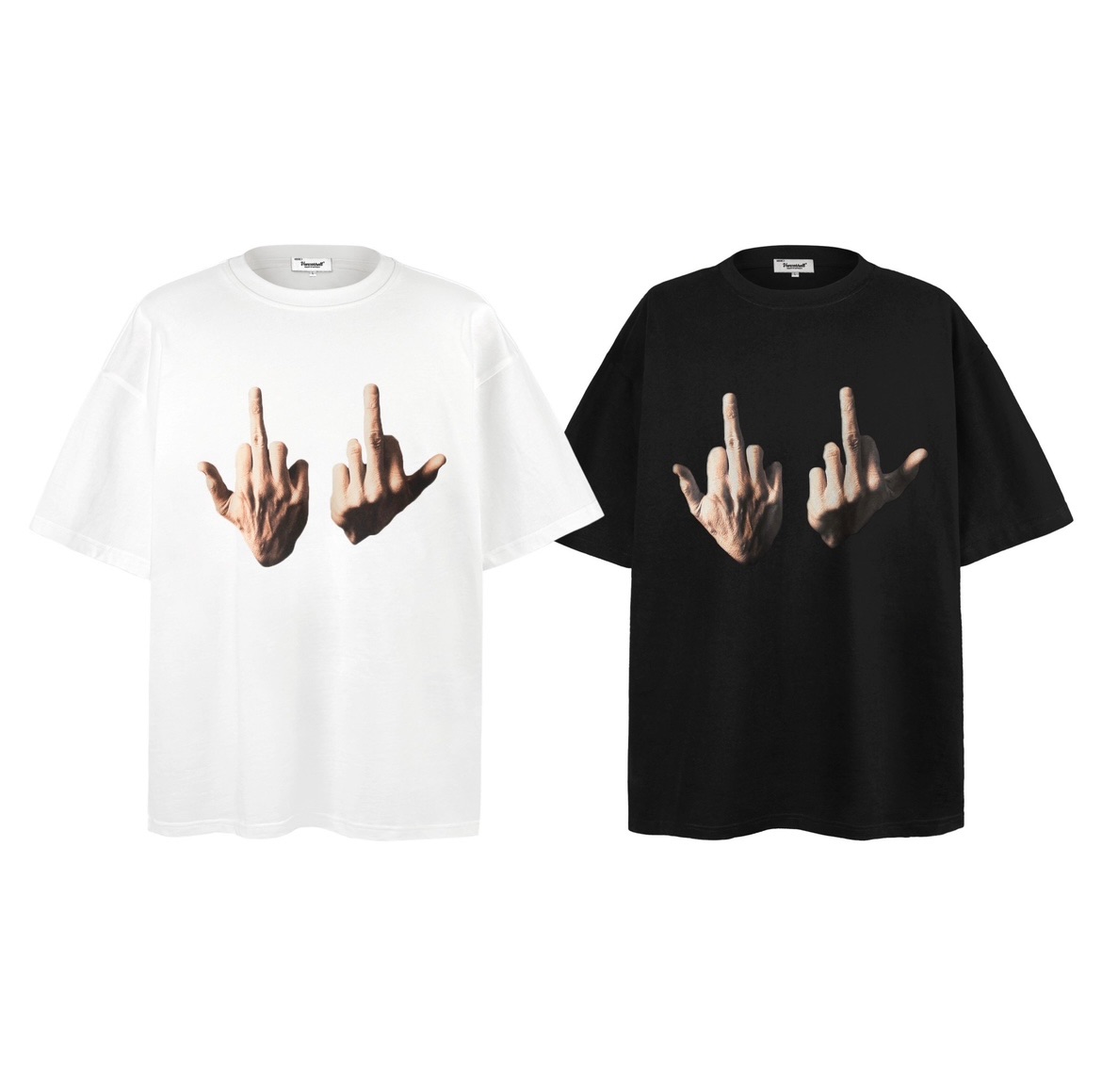 個性手指印花短袖