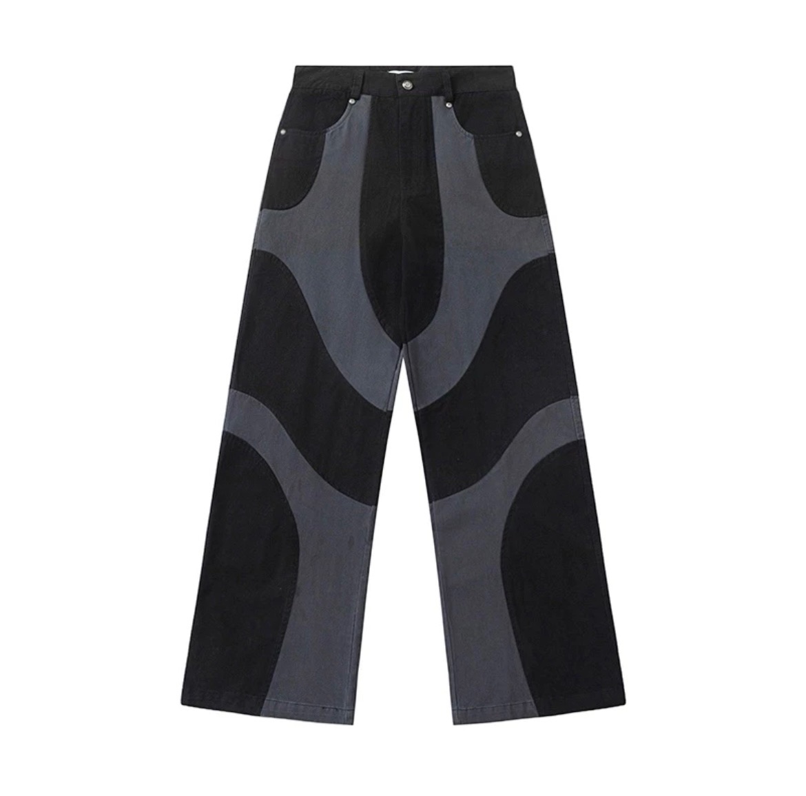 拼色不規則分割長褲