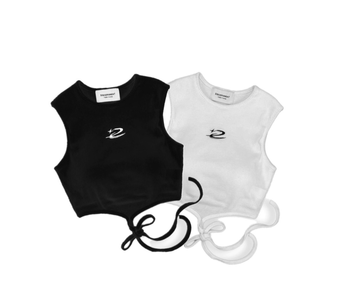 DISCERNMENT DCM TOP 坑條 綁帶背心 罩杯背心 免穿內衣 顯胸 女生背心