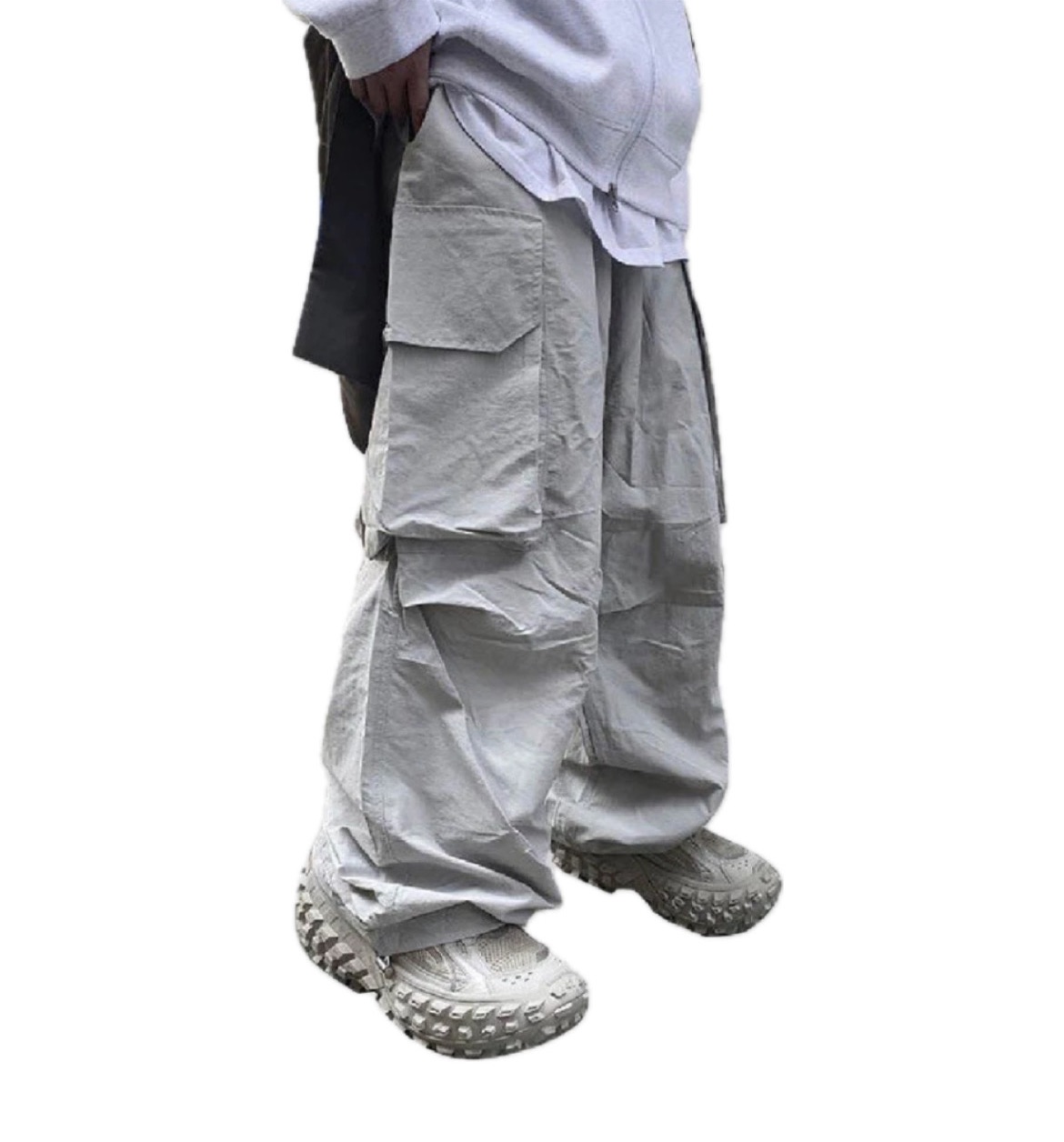 斜紋布 工作褲 口袋 直筒 鬆緊腰 休閒褲 工作褲 CITY BOY 工裝褲 大口袋 氣球褲