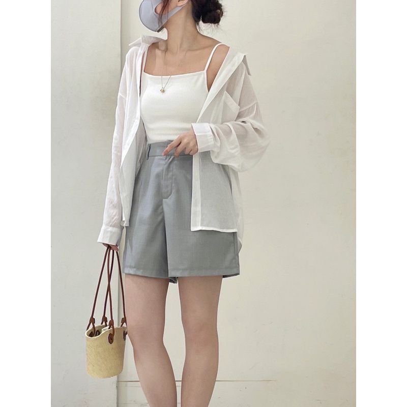 霧感奶霜色🍦透膚棉麻襯衫 防曬襯衫