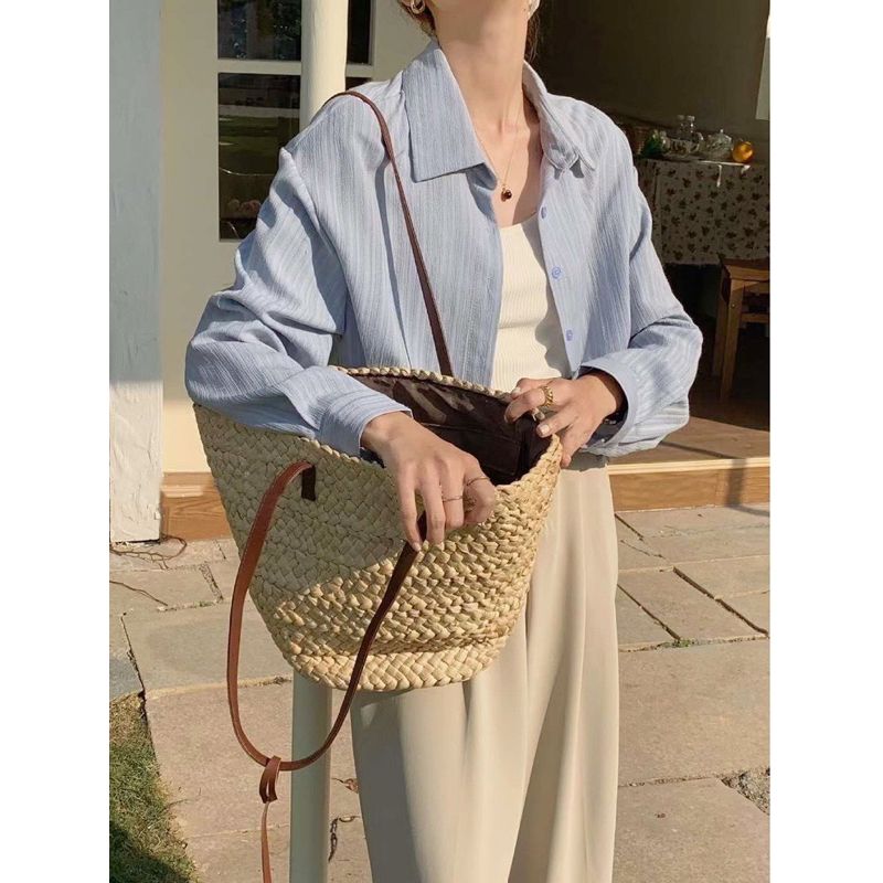 野餐日🍾壓紋短版襯衫 直紋襯衫 肌理紋襯衫