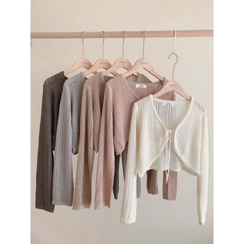 正韓🇰🇷塞納河畔🌷緹花綁帶針織罩衫 綁帶罩衫 針織上衣