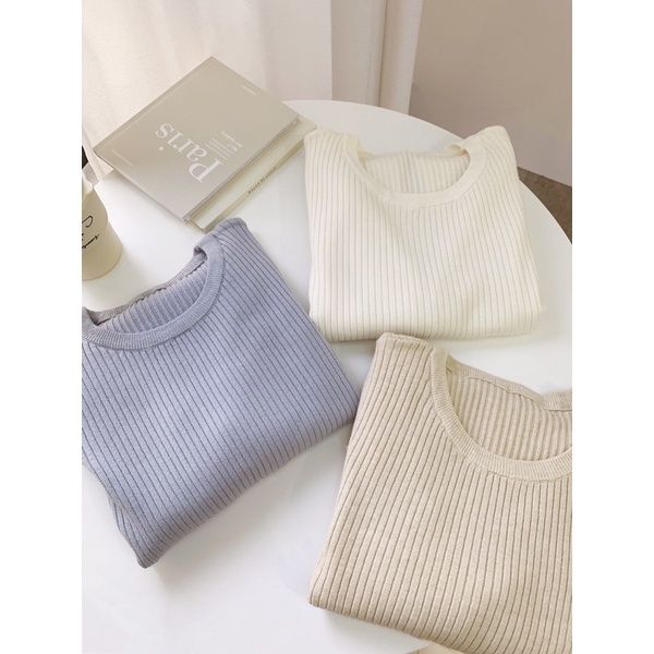 素色百搭🫐坑條針織上衣