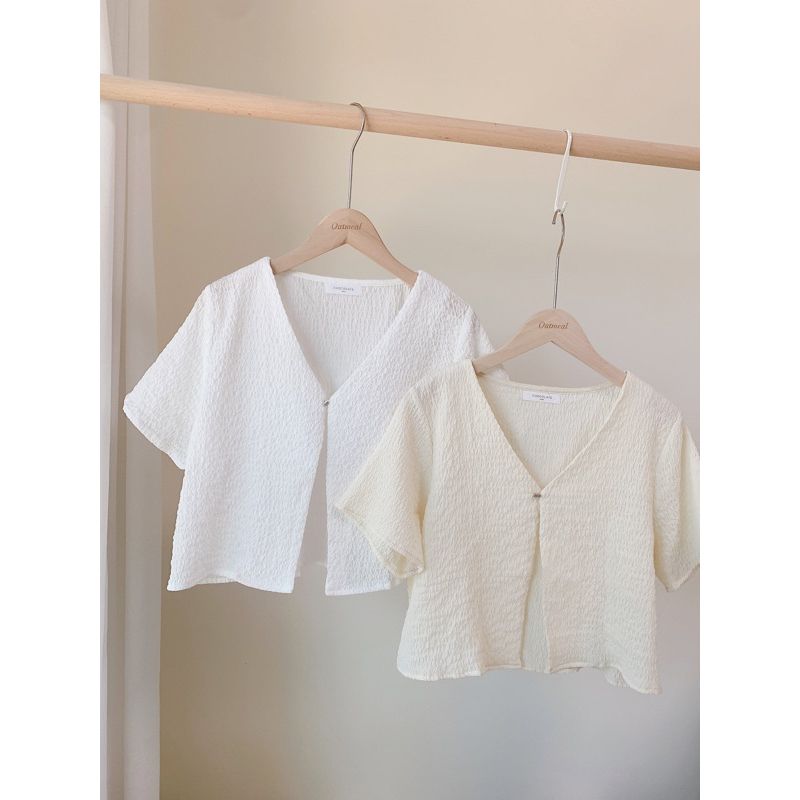 海鹽奶蓋🍼泡泡布單釦罩衫 泡泡布金屬釦小外套