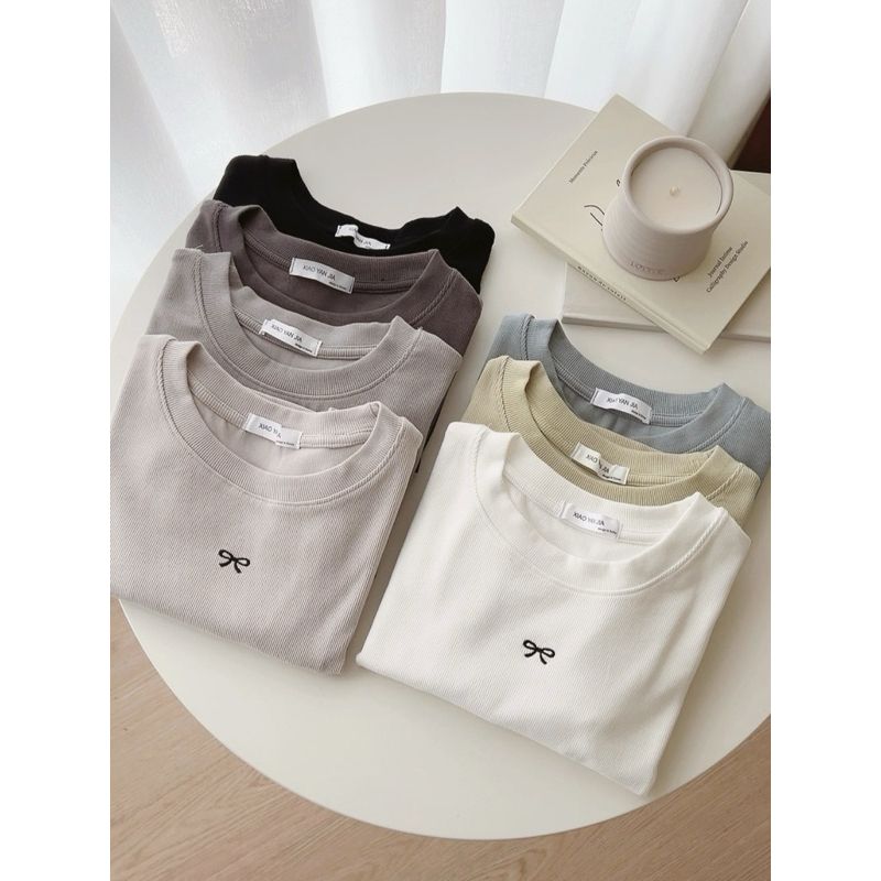 夏日邀請函💌ིྀ圓領蝴蝶結短T 蝴蝶結短版上衣 蝴蝶結上衣