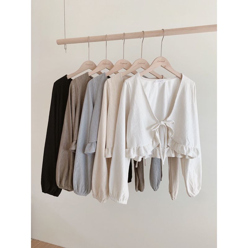 南法公主💕荷葉邊水波紋小外套 V領水波紋罩衫