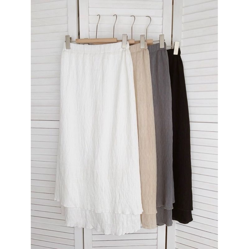 布拉格的浪漫⛲️波紋雙層長裙 水波紋長裙 拼接長裙