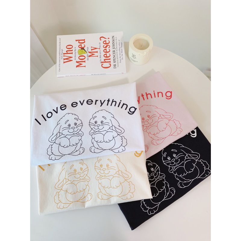 ꪔ̤̫ 𝕀 𝕝𝕠𝕧𝕖 𝕖𝕧𝕖𝕣𝕪𝕥𝕙𝕚𝕟𝕘萌系兔兔短T 印花上衣