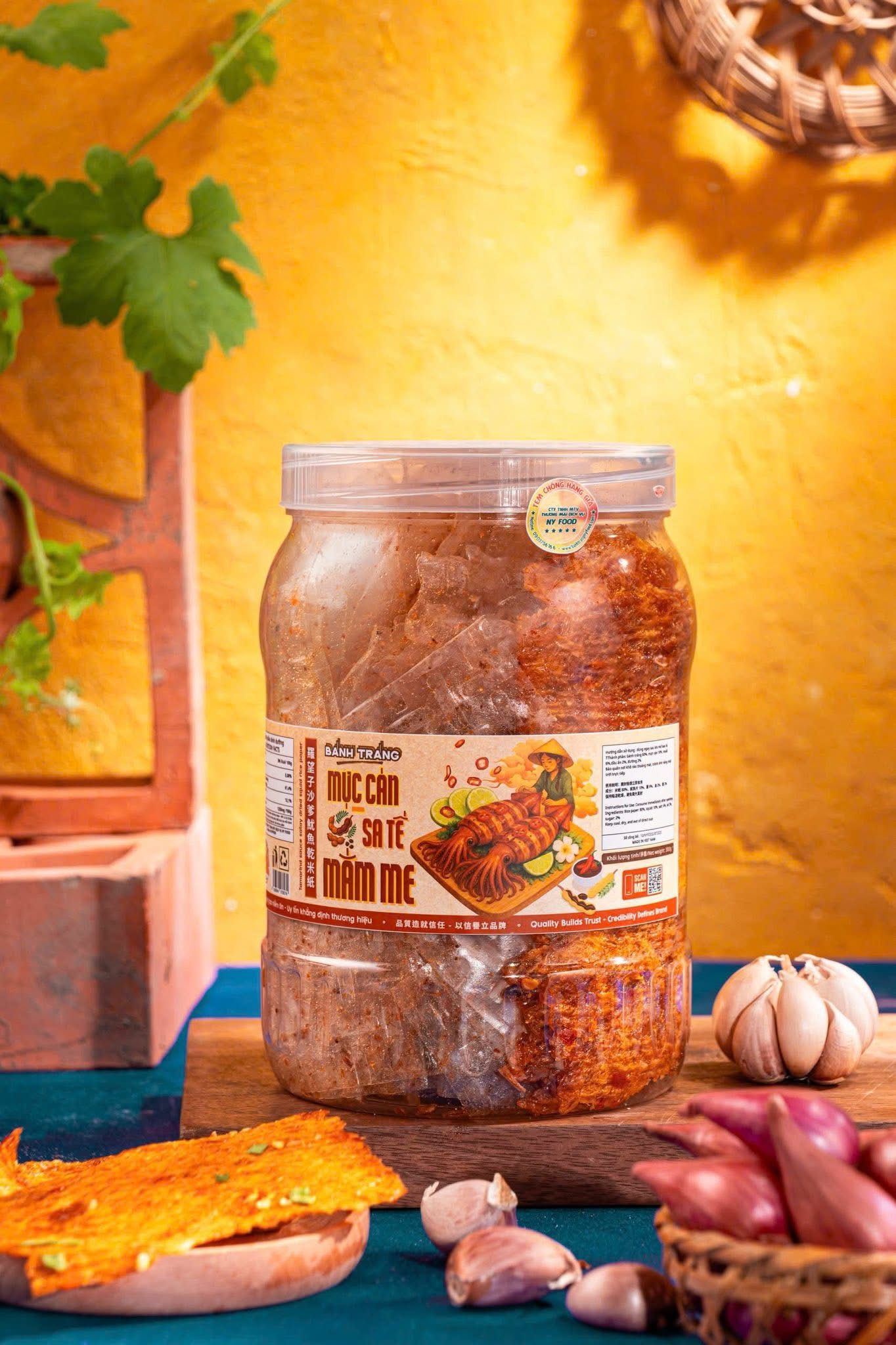 沙爹魷魚米紙（小辣） tráng mực cán sate mắm me