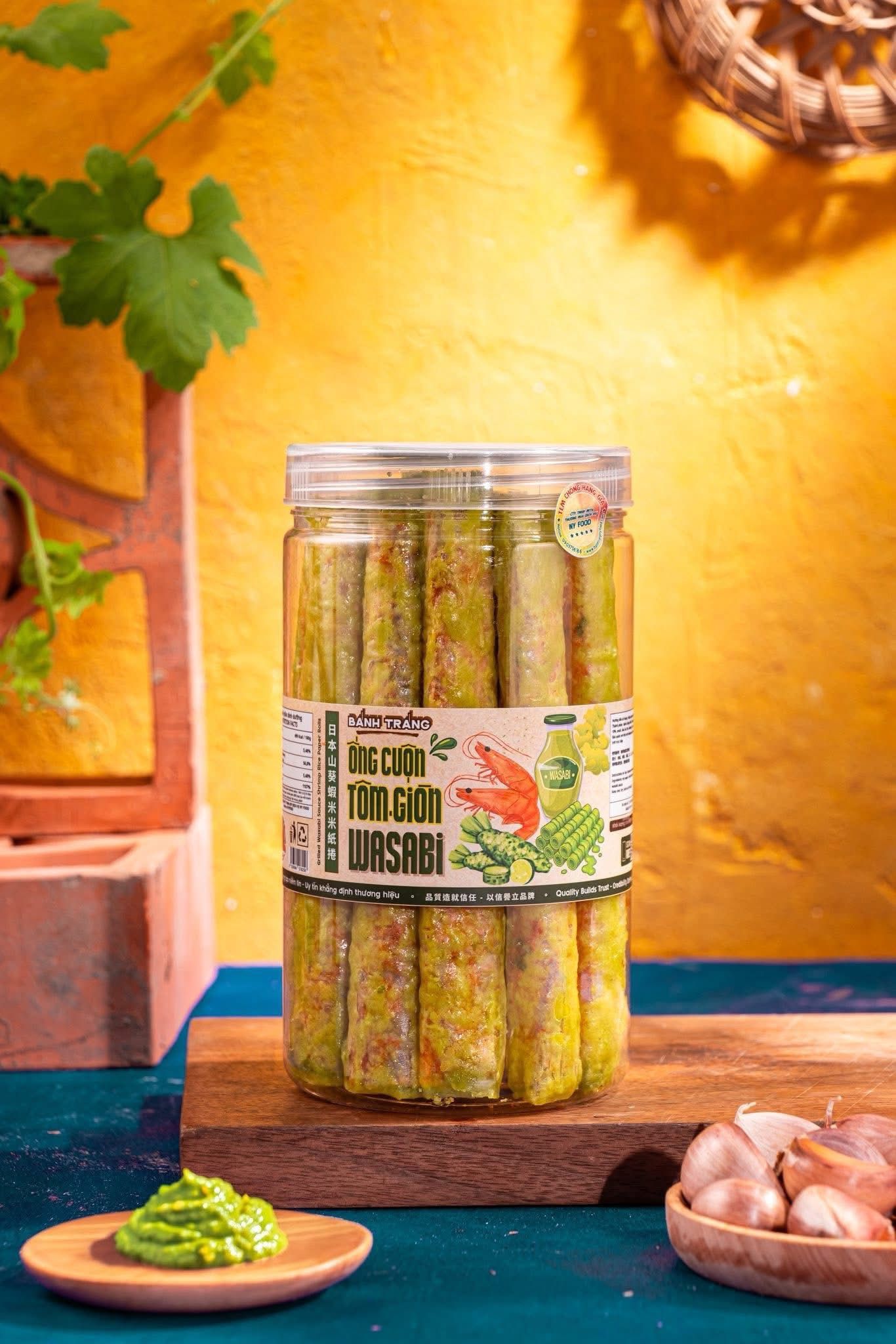 芥末蝦味米紙捲（微辣） ống tôm giòn wasabi