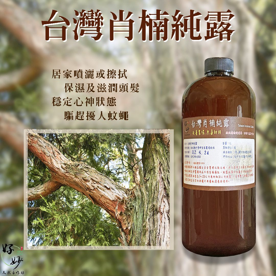 慈心綠保認證田區 高純度 肖楠純露 南投小農自家農場種植 自家萃取 1公升大容量【好妙天然手作坊】
