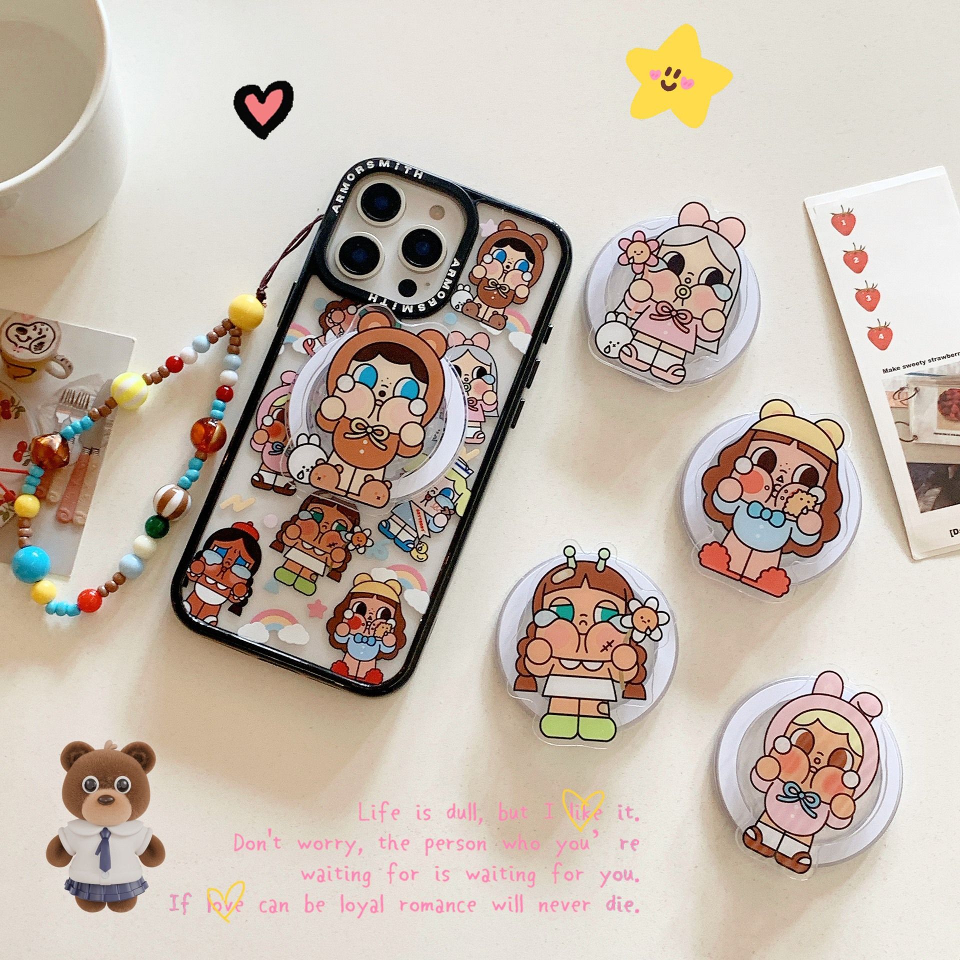 11 p.m.| 趣味可愛公仔彩虹哭娃磁吸支架防摔iPhone手機殼 （11-17/plus/16e/air）