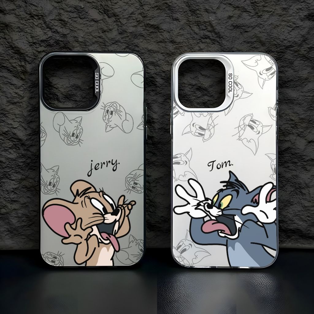 11 p.m.| 卡通可愛鬼臉湯姆貓傑利鼠電鍍銀iPhone手機殼（x-16/plus）