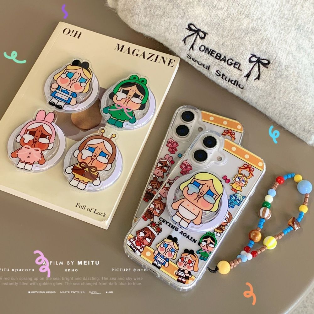 11 p.m.| 趣味公仔哭娃手機殼 愛麗絲哭娃磁吸支架珠珠掛繩 iPhone手機殼（11-17/plus/air）