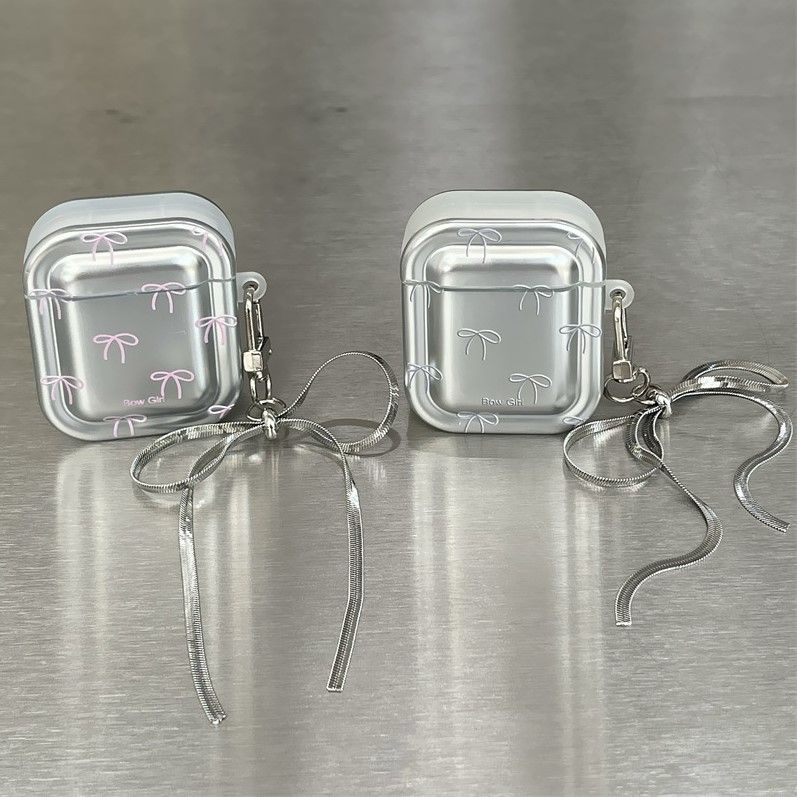 11 p.m. | ins高級感 電鍍銀 蝴蝶結 蝴蝶結吊飾 AirPods保護套