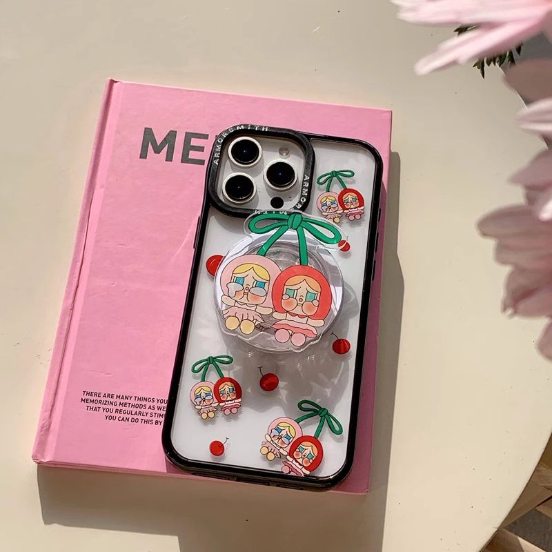 11 p.m.| 櫻桃哭娃磁吸支架黑邊防摔掛繩愛神的眼淚iPhone手機殼（11-17/plus/16e/air）