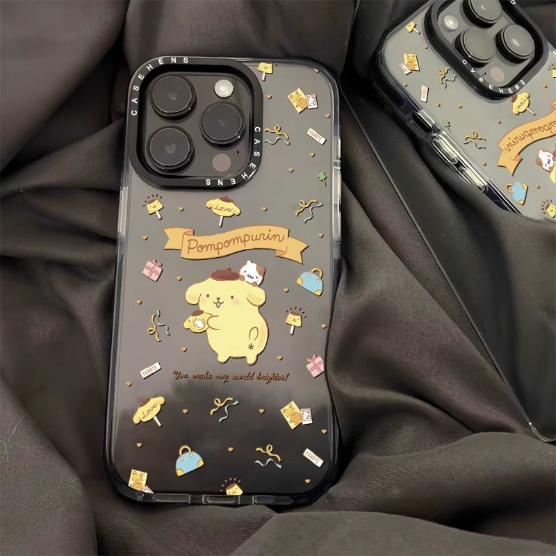 11 p.m.| 可愛卡通 布丁狗 插圖 黑邊防摔 iPhone手機殼（x-16/plus）