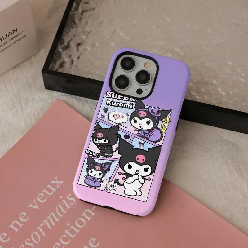 11 p.m.| 卡通漫畫格子庫洛米插圖 二合一防摔磁吸支架 iPhone手機殼（11-17/plus/16e/air）