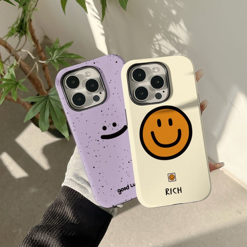 11 p.m.| 小眾清新 可愛微笑表情插圖 二合一iPhone手機殼（x-17/plus/16e/air）