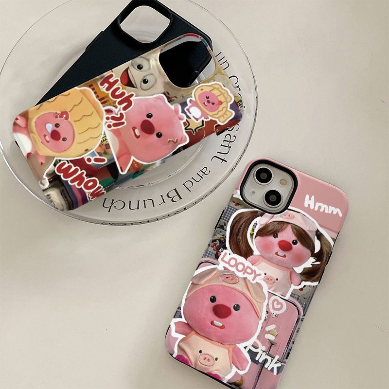11 p.m.| 卡通可愛 粉色小海狸loopy露比 二合一iPhone手機殼（x-17/plus/16e/air）