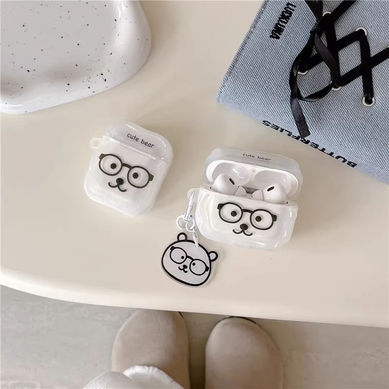 11 p.m. | ins可愛 簡約線條 眼鏡小熊 AirPods保護套