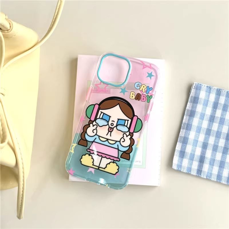 11 p.m.| 趣味卡通公仔 耳機變裝哭娃 crybaby哭娃 珠珠掛繩 iPhone手機殼