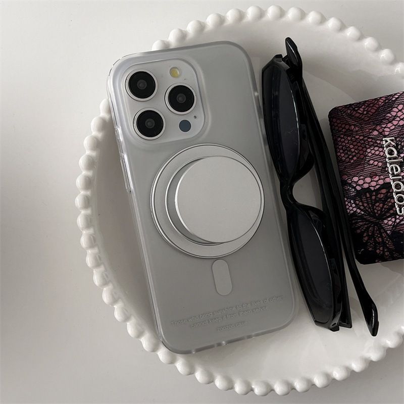 11 p.m.| 質感簡約 霧面 純色 電鍍銀 magsafe磁吸支架 iPhone手機殼（12-17）