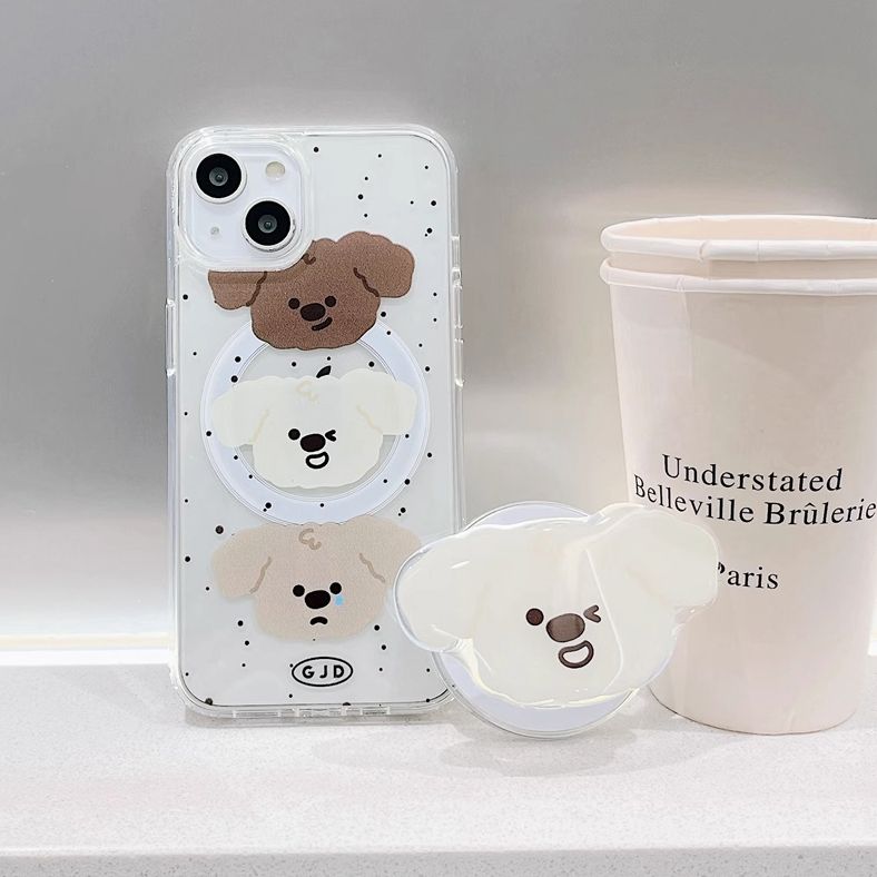 11 p.m.| ins可愛三隻小狗插圖磁吸支架 iPhone手機殼