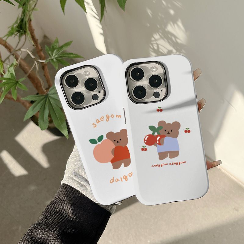 11 p.m.| ins可愛小熊 櫻桃小熊 桃子小熊 二合一殼iPhone手機殼（11-17，有plus/air）