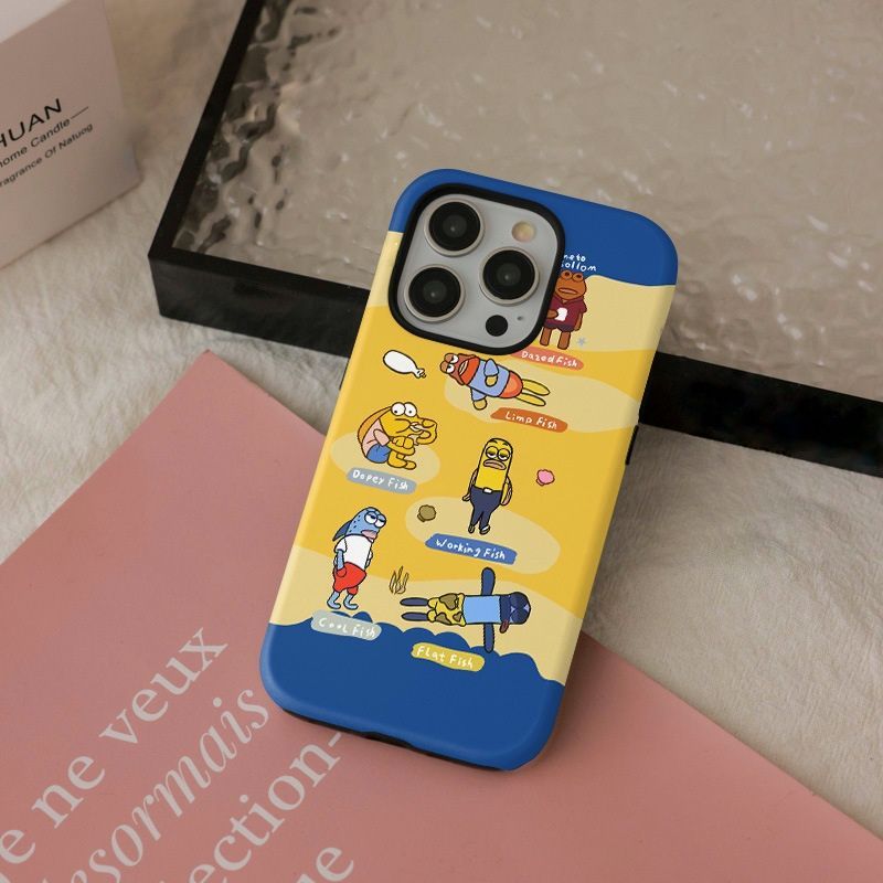 11 p.m.| 酷酷魚 比奇堡居民路人魚插圖磁吸支架二合一iPhone手機殼（11-17，有plus/16e/air）