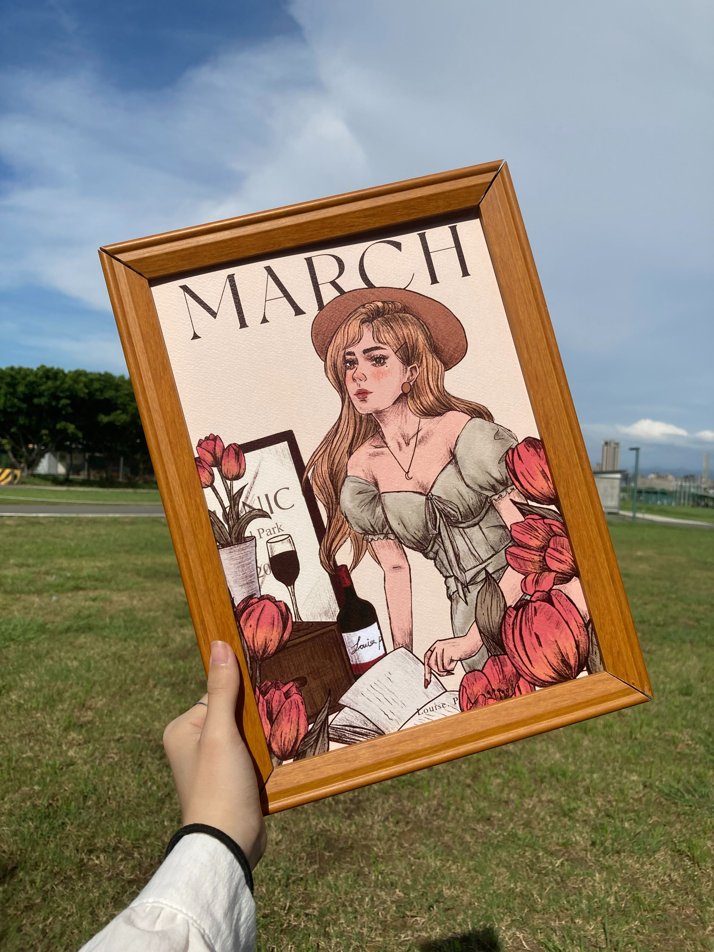Louise.P【March Picnic 3月的野餐】A3/A4海報 水彩紙（不含相框）