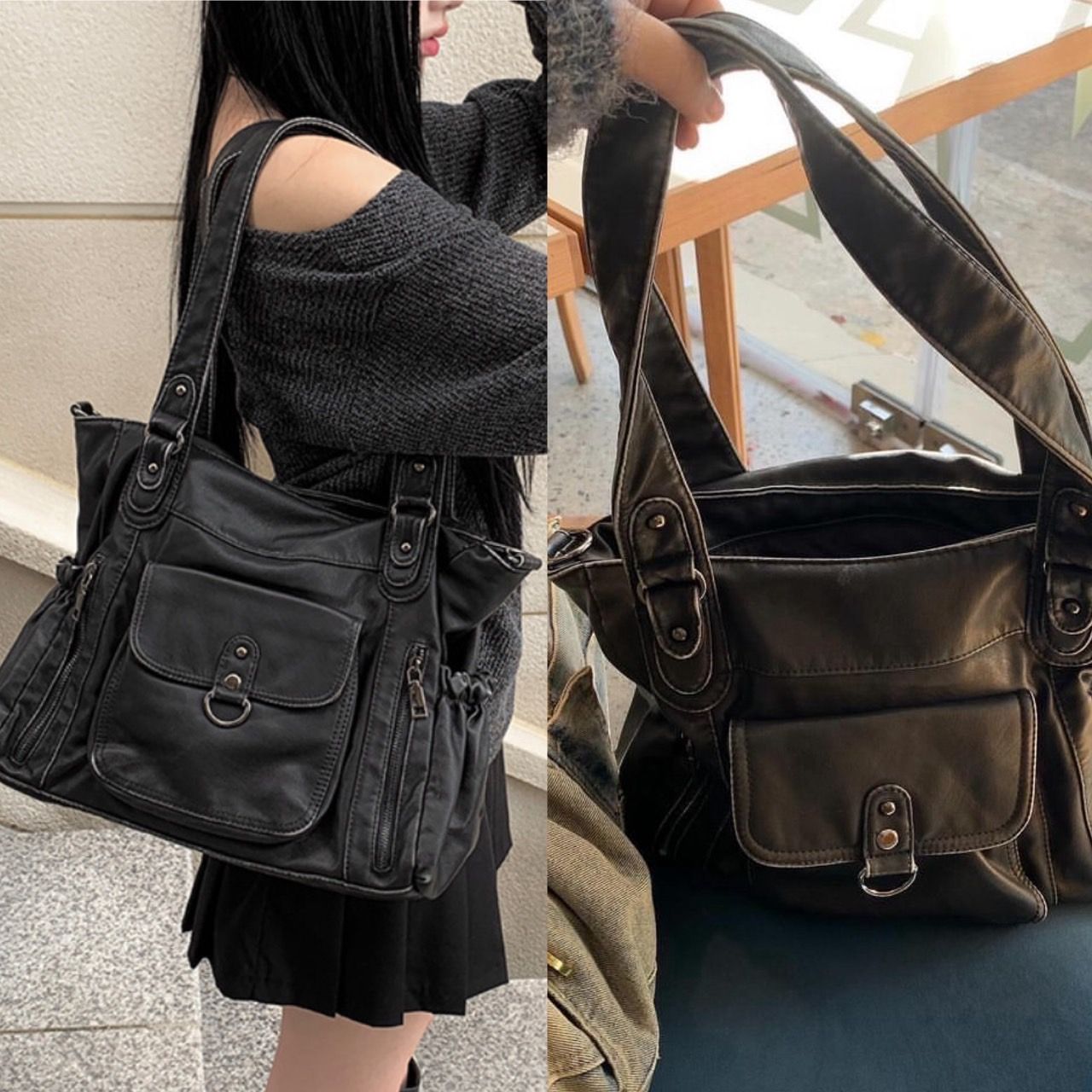 訊問度💯Bow Leather兩用軟皮包 肩背包 手提包