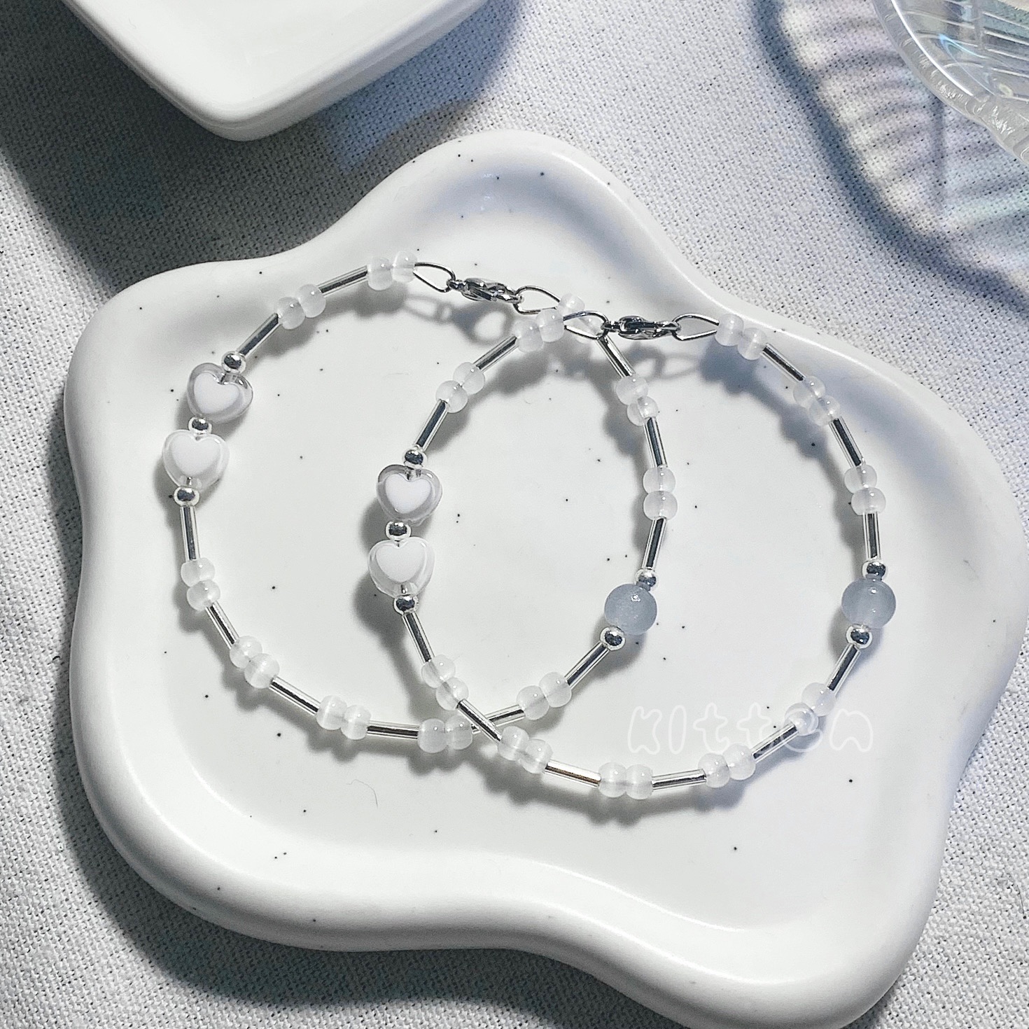 熱銷款.ᐟ.ᐟ【灰日戀人】·琉璃貓眼米珠手鍊