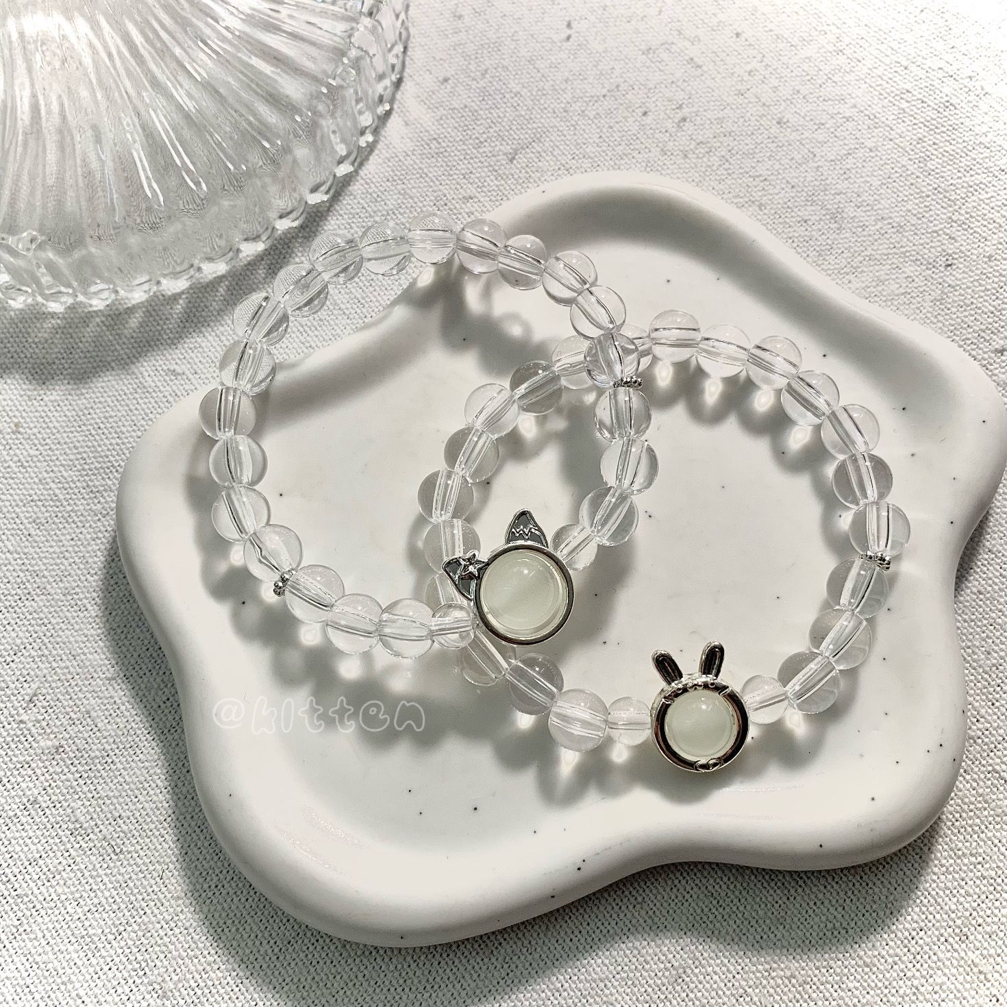 小貓小兔 夜光透珠手鍊