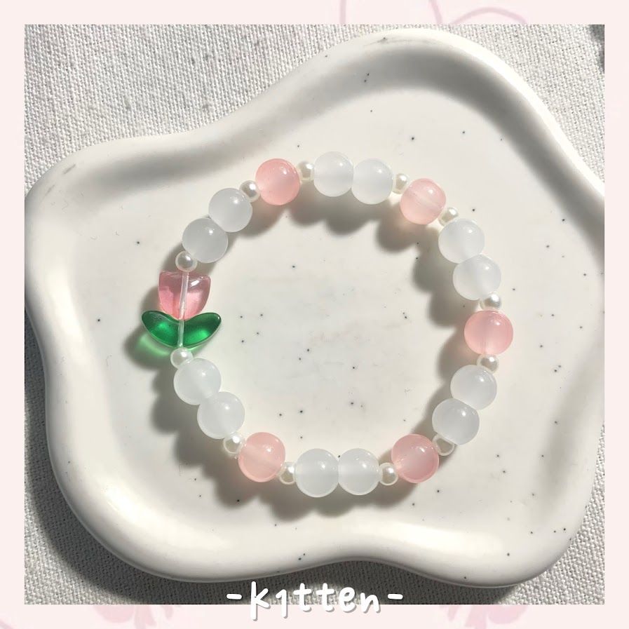 春天下的少女 珍珠琉璃小花手鏈