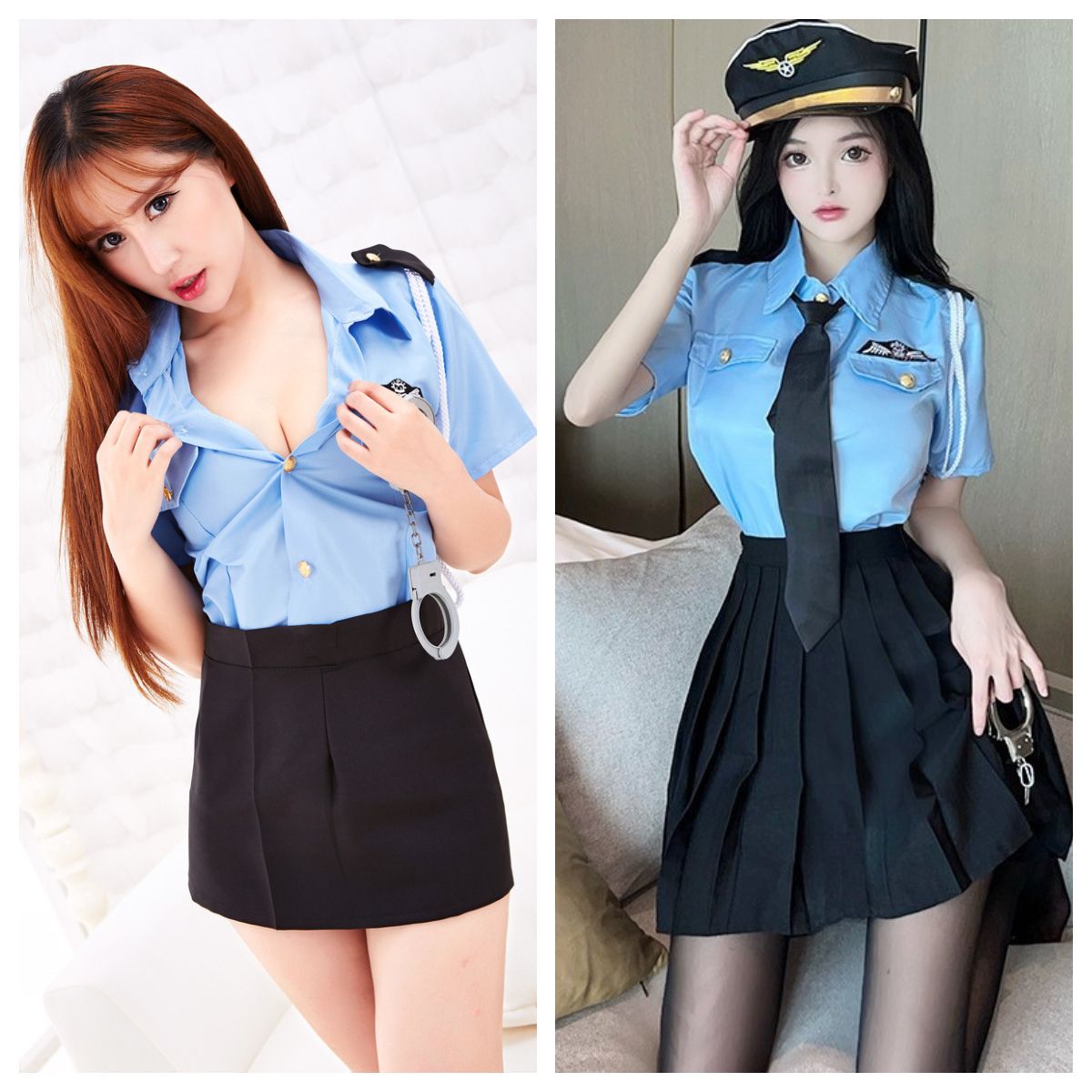 制服誘惑窄裙角色扮演女警情趣舞台百褶裙表演服装（共2款）1273/5634