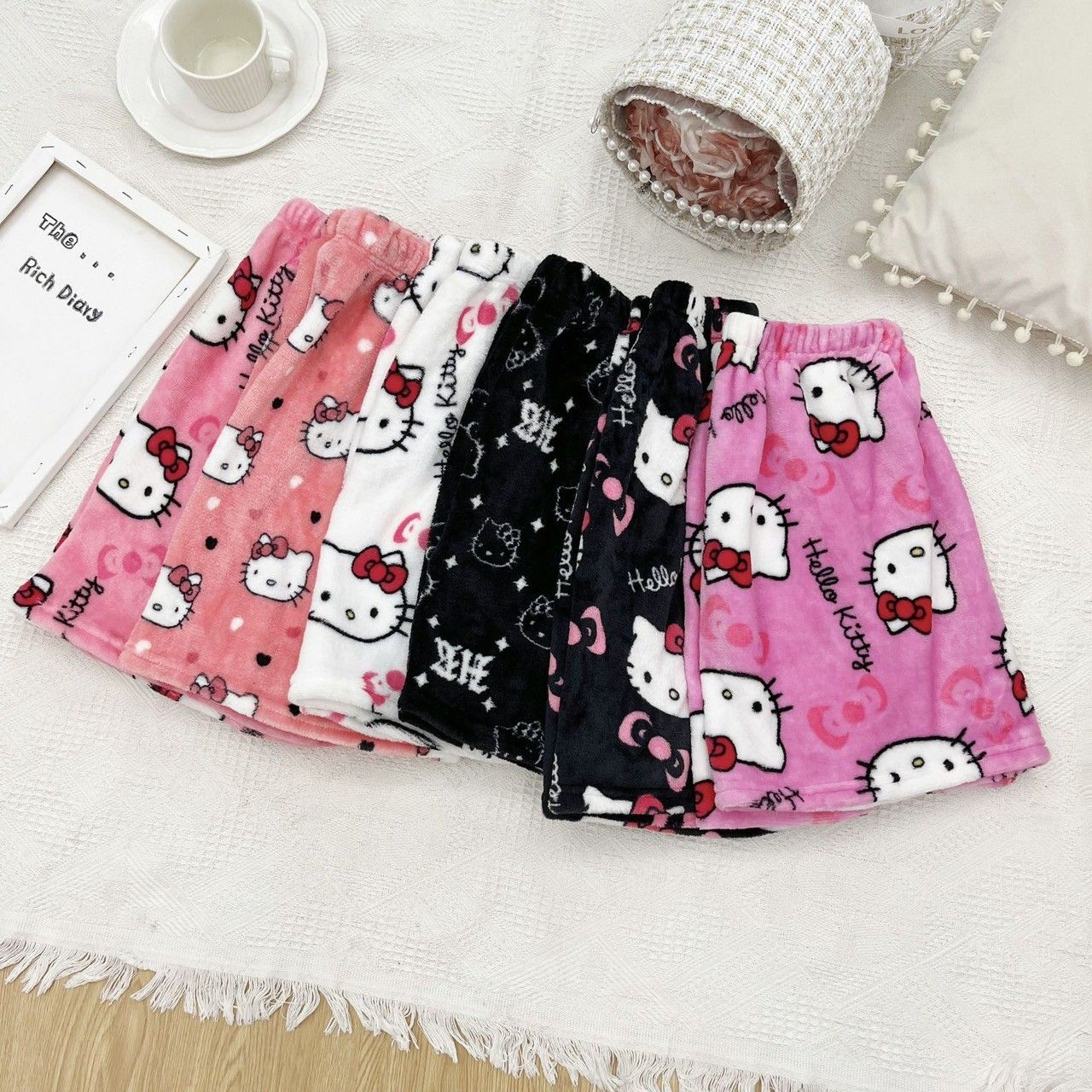 hellokitty法蘭絨短褲-超舒服的居家褲、睡褲