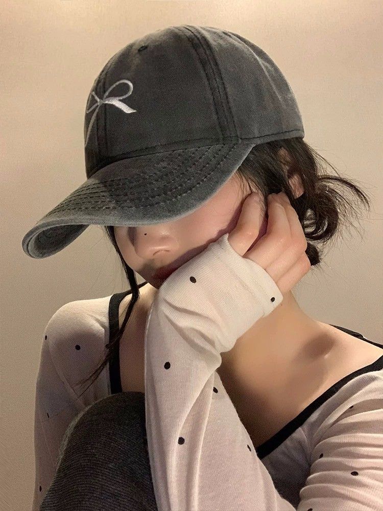 復古水洗蝴蝶結帽子