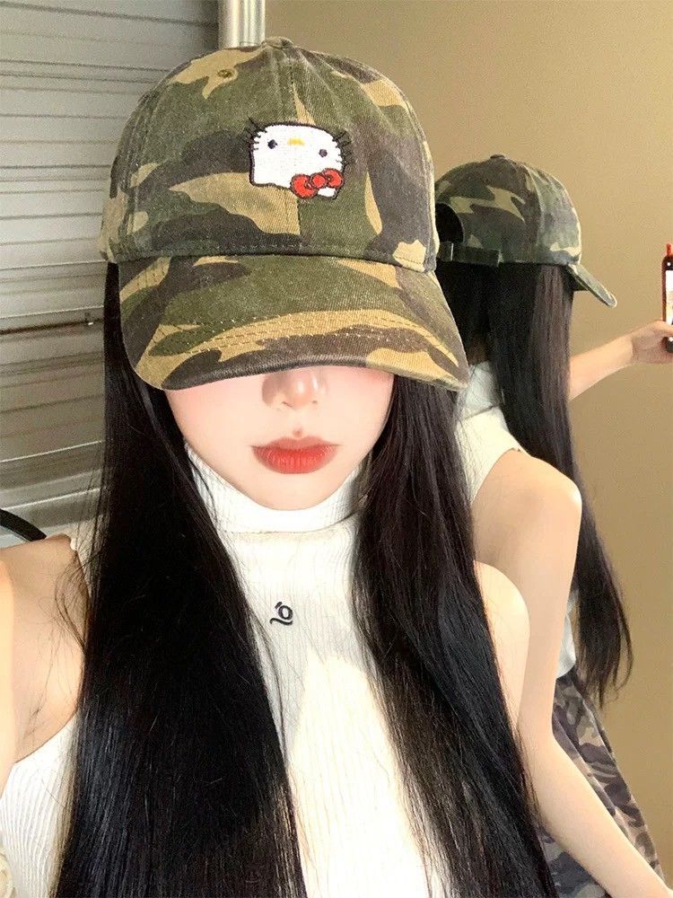 迷彩復古hellokitty帽子