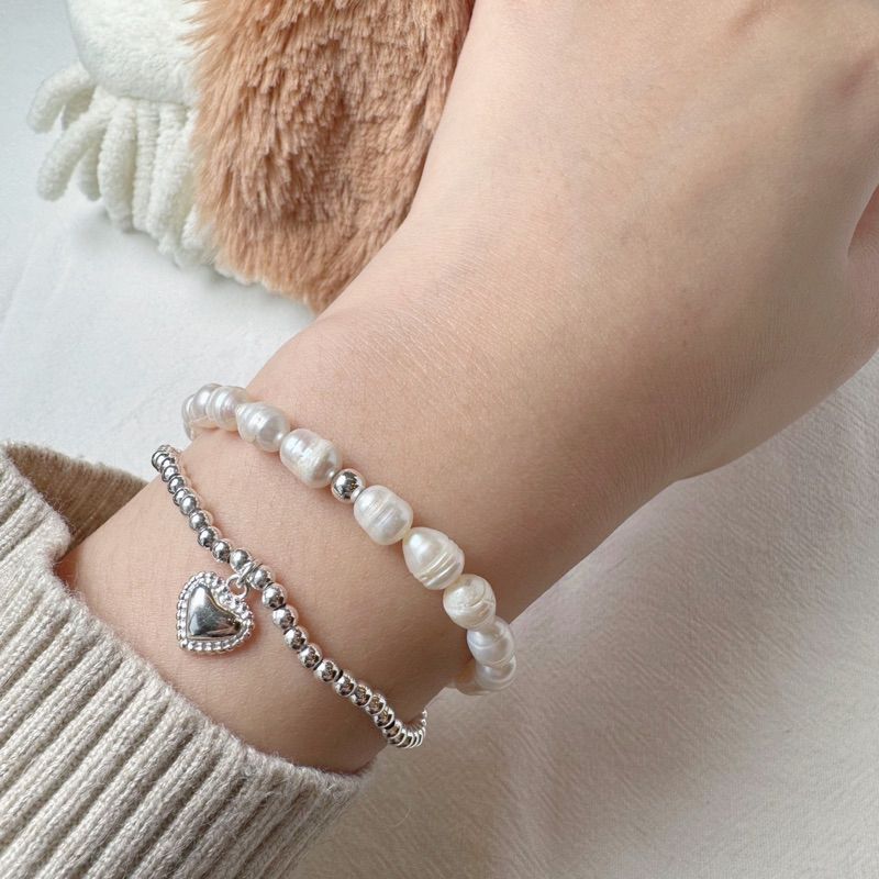 珍珠愛心雙層手鍊｜點圖片看更多