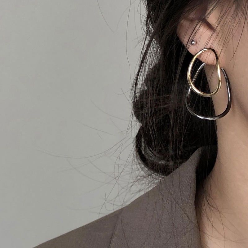 撞色不規則幾何耳環｜點圖片看更多