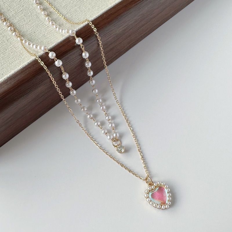 珍珠雙層愛心項鍊｜點圖片看更多