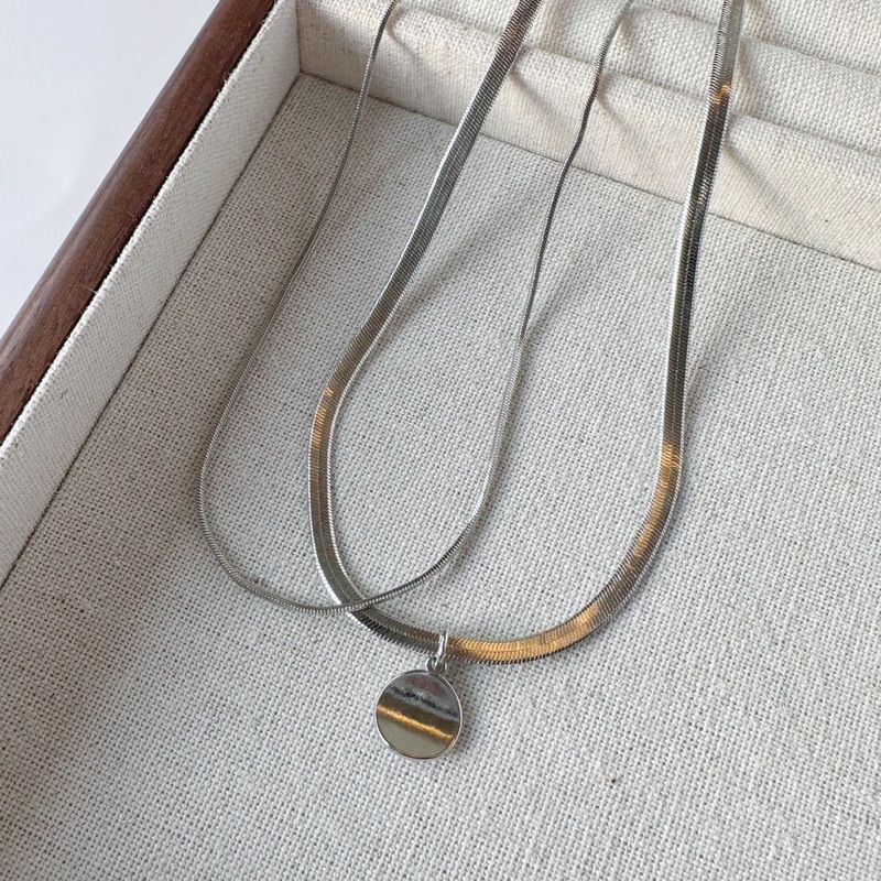 個性銀牌兩件式蛇骨鍊｜點圖片看更多