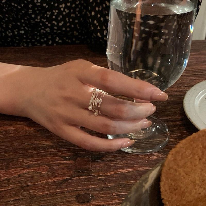 氣質多層交織珍珠開口戒｜點圖片看更多