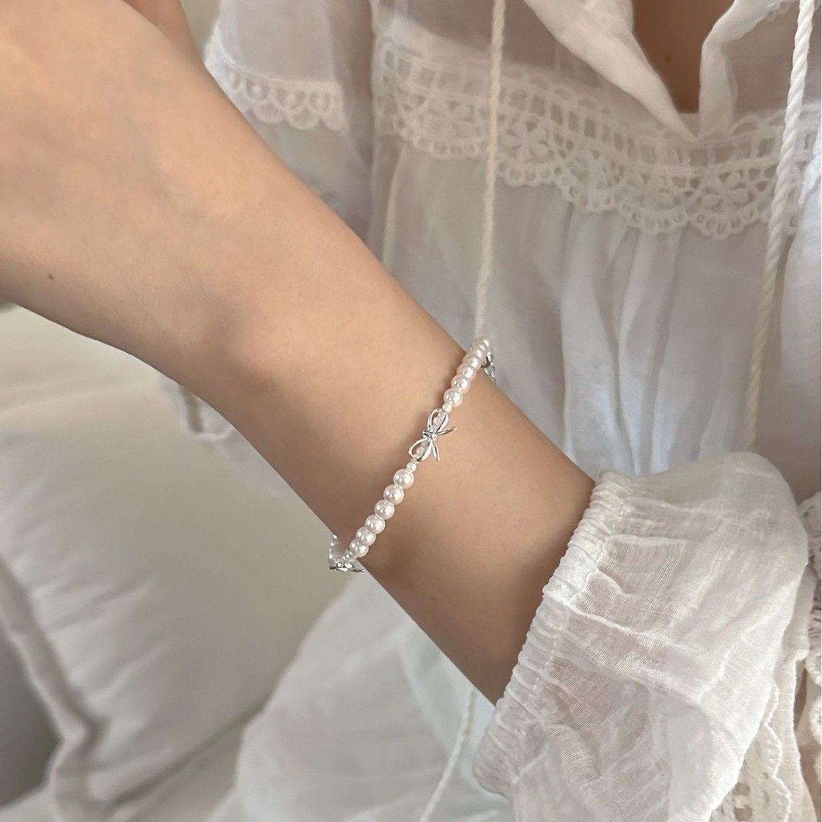 925silver🩶珍珠蝴蝶結甜美手鍊｜點圖片看更多