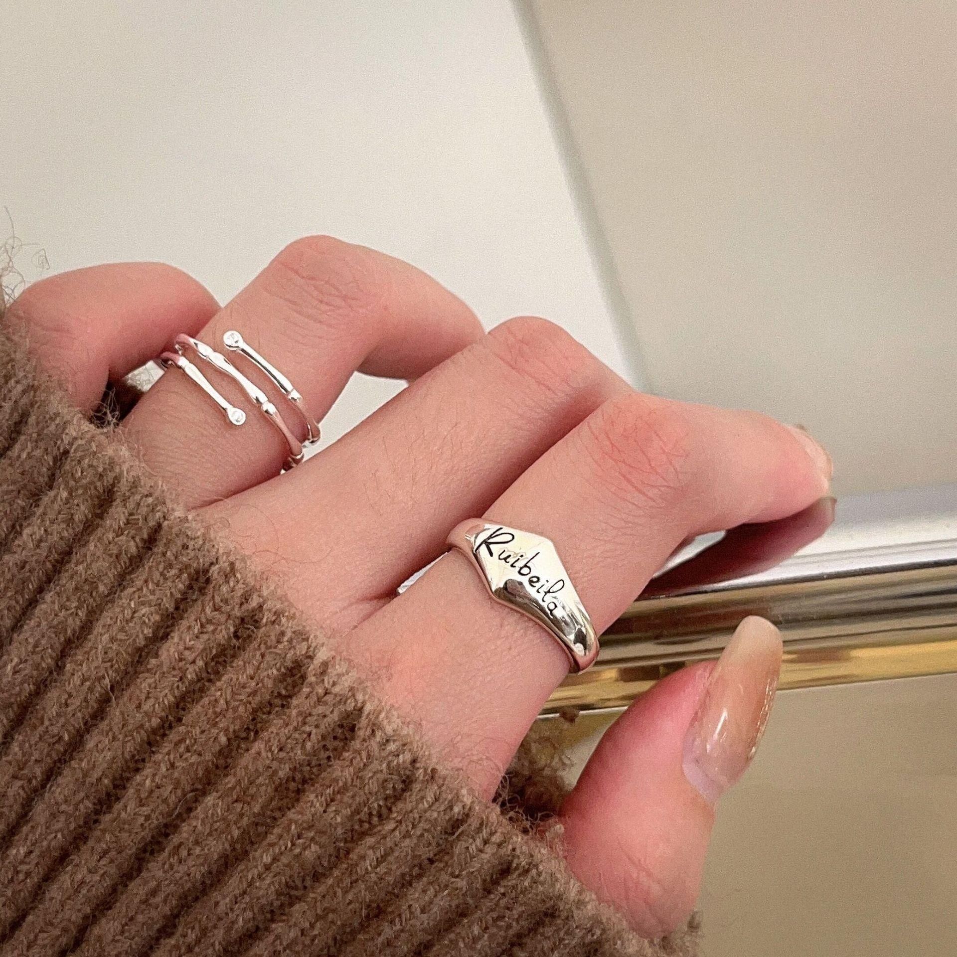 925silver🩶韓版刻字竹節系列戒指｜點圖片看更多