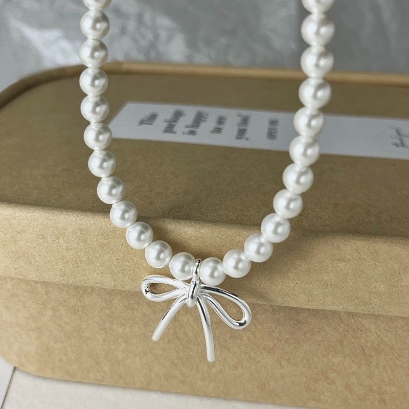 925silver🩶珍珠慵懶感蝴蝶項鍊｜點圖片看更多