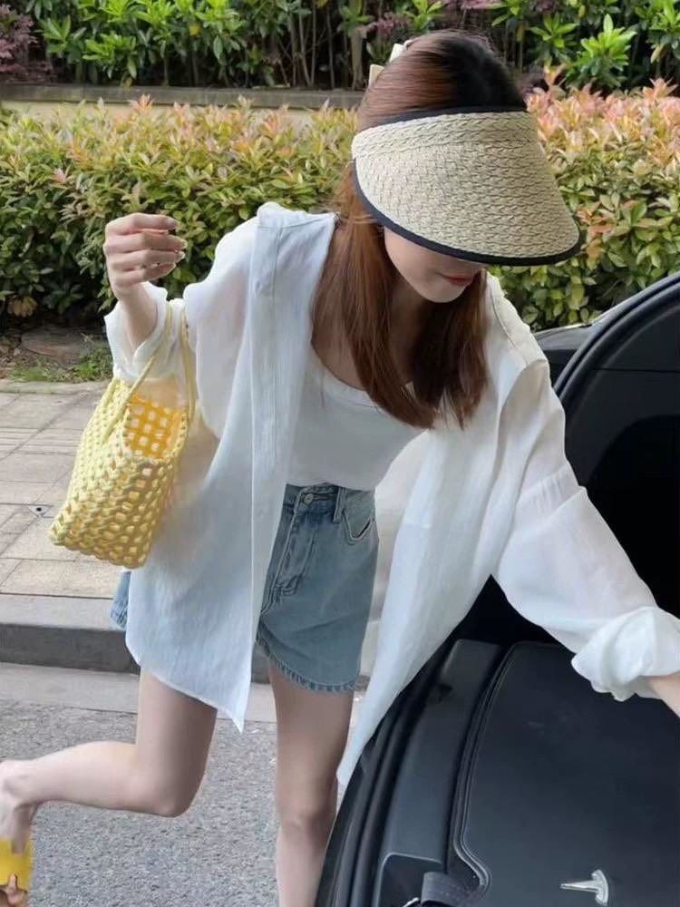 ✔️超涼感連帽麻棉襯衫
